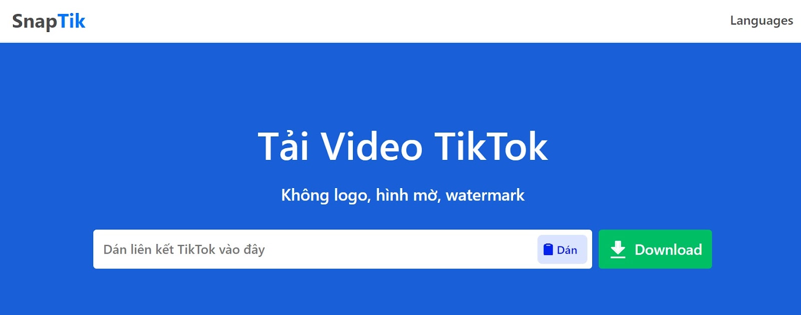 Snaptik cho phép bạn tải video tiktok không có logo